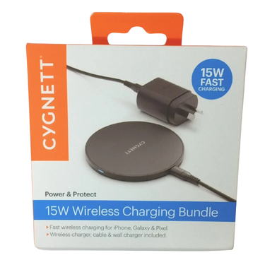 Cygnett 15W Wireless Charging Bundle (15W Pad + 20W Charger) - Black